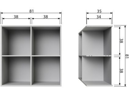 Cementově šedý dřevěný regál Inara L 81 x 35 cmKopie návrhu Bez názvu