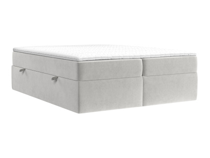 Světle béžová sametová postel boxspring ASH 140 x 200 cm