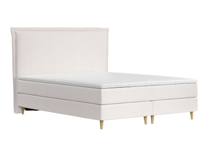 Světle béžová čalouněná postel boxspring CALMA 200 x 200 cm
