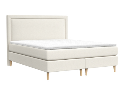 Krémově bílá čalouněná postel boxspring CAVA 180 x 200 cm