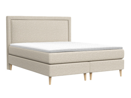 Světle béžová čalouněná postel boxspring CAVA 140 x 200 cm