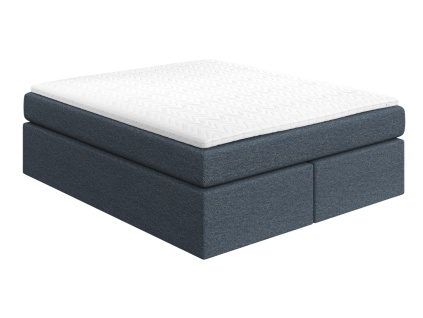 Modrá čalouněná postel boxspring CHESTNUT 140 x 200 cm
