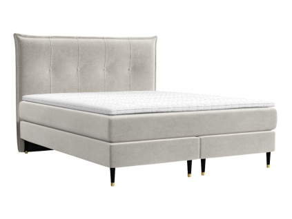 Béžová sametová postel boxspring DUNA 160 x 200 cm