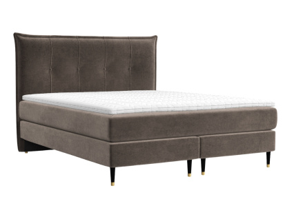 Hnědá sametová postel boxspring DUNA 200 x 200 cm