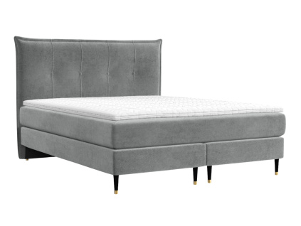 Šedá sametová postel boxspring DUNA 200 x 200 cm