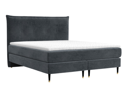 Antracitová sametová postel boxspring DUNA 140 x 200 cm