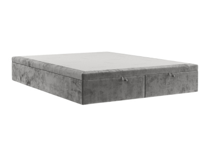 Šedá čalouněná dvoulůžková postel HICKORY 180 x 200 cm s úložným prostorem