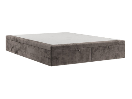 Hnědá čalouněná dvoulůžková postel HICKORY 180 x 200 cm s úložným prostorem
