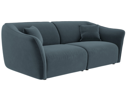 Modrá sametová třímístná pohovka Cosmopolitan Design Tokyo 206 cm