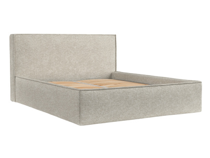 Šedobéžová čalouněná dvoulůžková postel LOUNGE L 180 x 200 cm s úložným prostorem