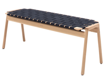 Černá dubová lavice Klupa 120 cm s výpletem