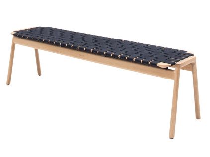 Černá dubová lavice Klupa 160 cm s výpletem