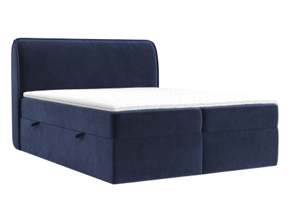 Modrá sametová postel boxspring ORGANIC 200 x 200 cm