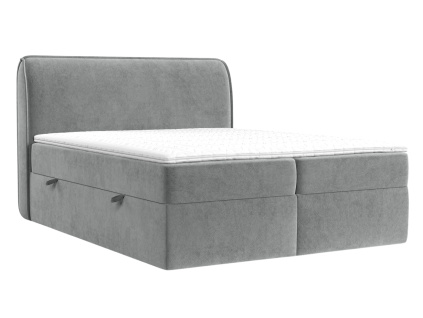 Šedá sametová postel boxspring ORGANIC 180 x 200 cm