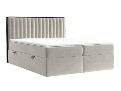 Béžová sametová postel boxspring PILLAR 160 x 200 cm