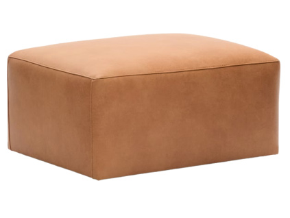Hnědý kožený taburet Kave Home Blok 90 x 70 cm