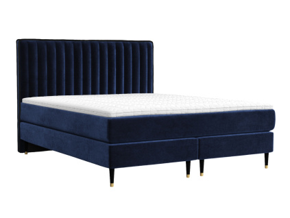 Modrá sametová postel boxspring RHODES 180 x 200 cm