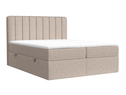 Béžová čalouněná postel boxspring SKYFALL 200 x 200 cm