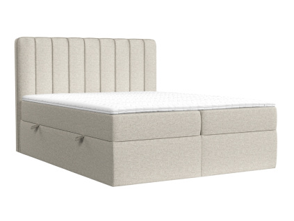 Světle béžová čalouněná postel boxspring SKYFALL 160 x 200 cm