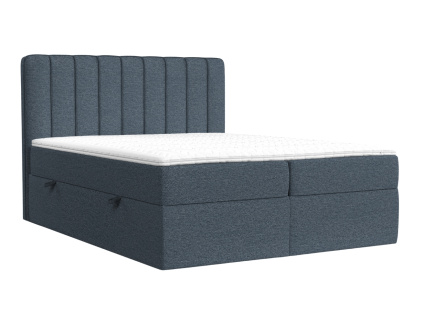 Modrá čalouněná postel boxspring SKYFALL 200 x 200 cm