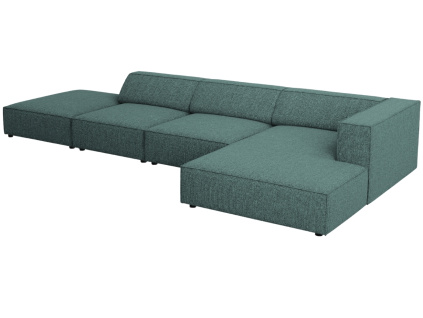 Petrolejová čalouněná rohová pohovka Cosmopolitan Design Arendal 341 cm, pravá