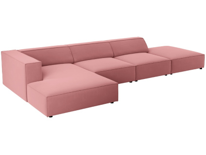 Růžová sametová rohová pohovka Cosmopolitan Design Arendal 341 cm, levá