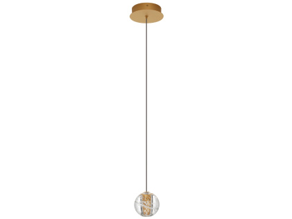 Zlaté skleněné závěsné LED světlo Nova Luce Licio 14 cm