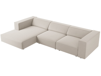 Světle béžová sametová rohová pohovka Cosmopolitan Design Arendal 284 cm, levá