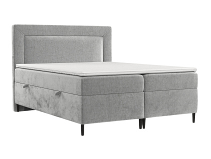 Světle šedá čalouněná postel boxspring NOBLE 180 x 200 cm
