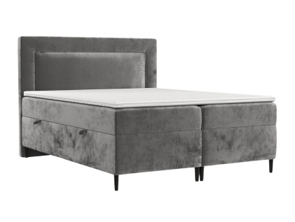 Šedá čalouněná postel boxspring NOBLE 200 x 200 cm