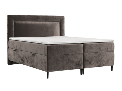 Hnědá čalouněná postel boxspring NOBLE 160 x 200 cm