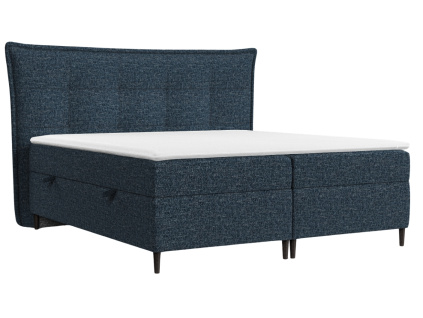 Modrá čalouněná postel boxspring SINAI 180 x 200 cm