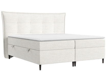 Krémově bílá čalouněná postel boxspring SINAI 200 x 200 cm