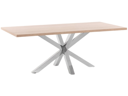 Dubový jídelní stůl Kave Home Argo 200 x 100 cm s nerezovou podnoží