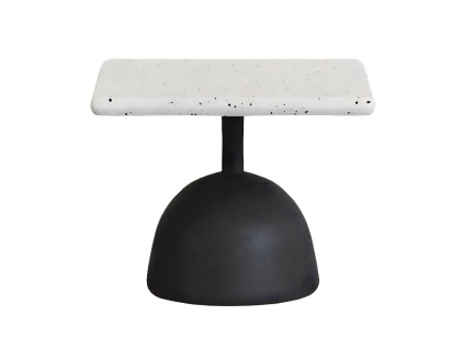 Bílý terrazzo zahradní stolek Kave Home Saura 44 x 44 cm s černou podnoží