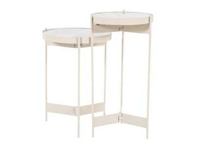 Set dvou béžových mramorových odkládacích stolků Sib 35/30 cm