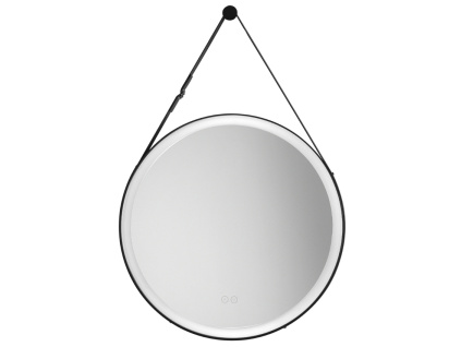 Černé závěsné zrcadlo s LED osvětlením Nova Luce Rems 85 x 64 cm