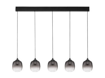 Kouřově šedé skleněné závěsné LED světlo Nova Luce Kita 102 cm
