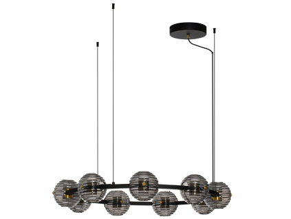 Kouřově šedé skleněné závěsné LED světlo Nova Luce Las 91 cm