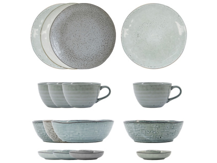 Modrošedá kameninová sada nádobí Rustic, 16 ks