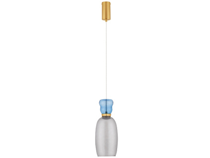 Šedo-modré skleněné závěsné LED světlo Nova Luce Pluma 15 cm