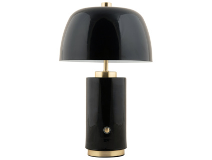 Černá kovová nabíjecí stolní LED lampa Reya