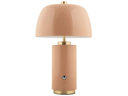 Světle hnědá kovová nabíjecí stolní LED lampa Reya