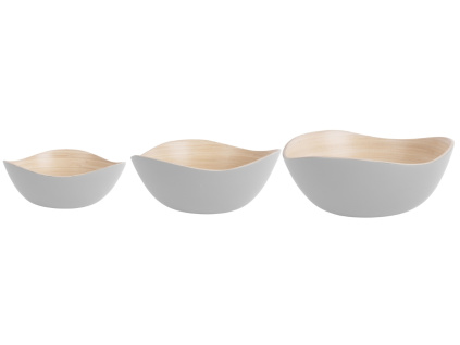 Set tří bílých bambusových misek Pura 17,5/22,5/28 cm