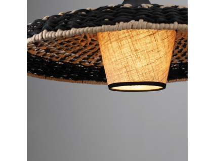 Černo-béžové ratanové závěsné světlo Nova Luce Capa 61 cm