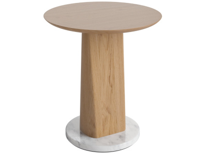 Dubový nízký odkládací stolek Root 42 cm s mramorovou podstavou