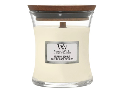 Malá vonná svíčka WoodWick, Island Coconut