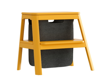 Žluto-šedá dřevěná stolička Step It Up 48 cm