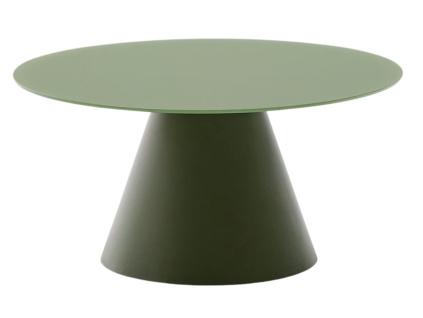 Matně zelený skleněný kulatý konferenční stolek Kave Home Wilshire 80 cm