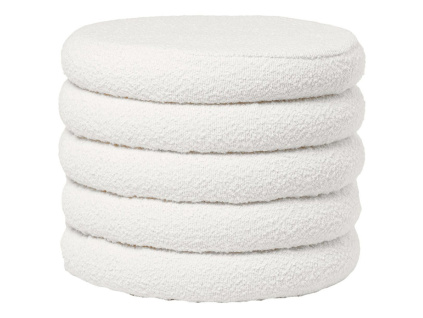 Bílý bouclé taburet Somcasa Harry 40 cm